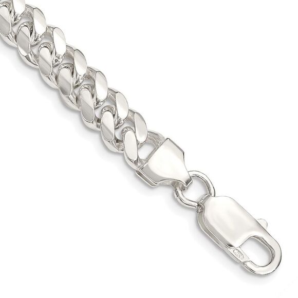 Kazi Luxury Sterling Silver 7.25mm Polished Domed Curb Chain